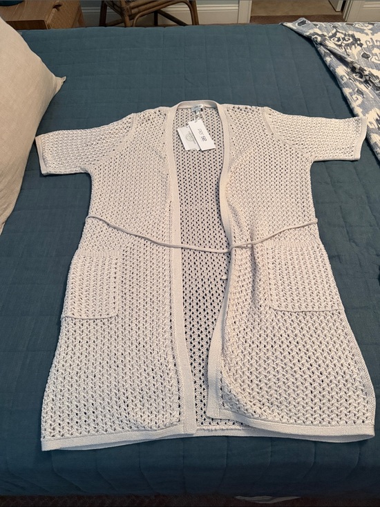 Per Se Sweaters - NWT. Italian Per Se Cream Open-Weave Belted Cardigan/Beach Cover-up/Jacket.